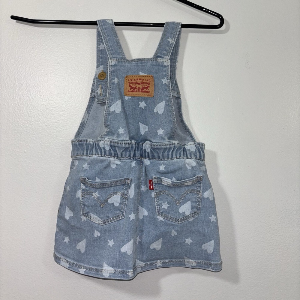 Baby Girls Levi's Denim Overall HEART Dress Jumper Skirt Overalls Size 18M - Picture 2 of 4